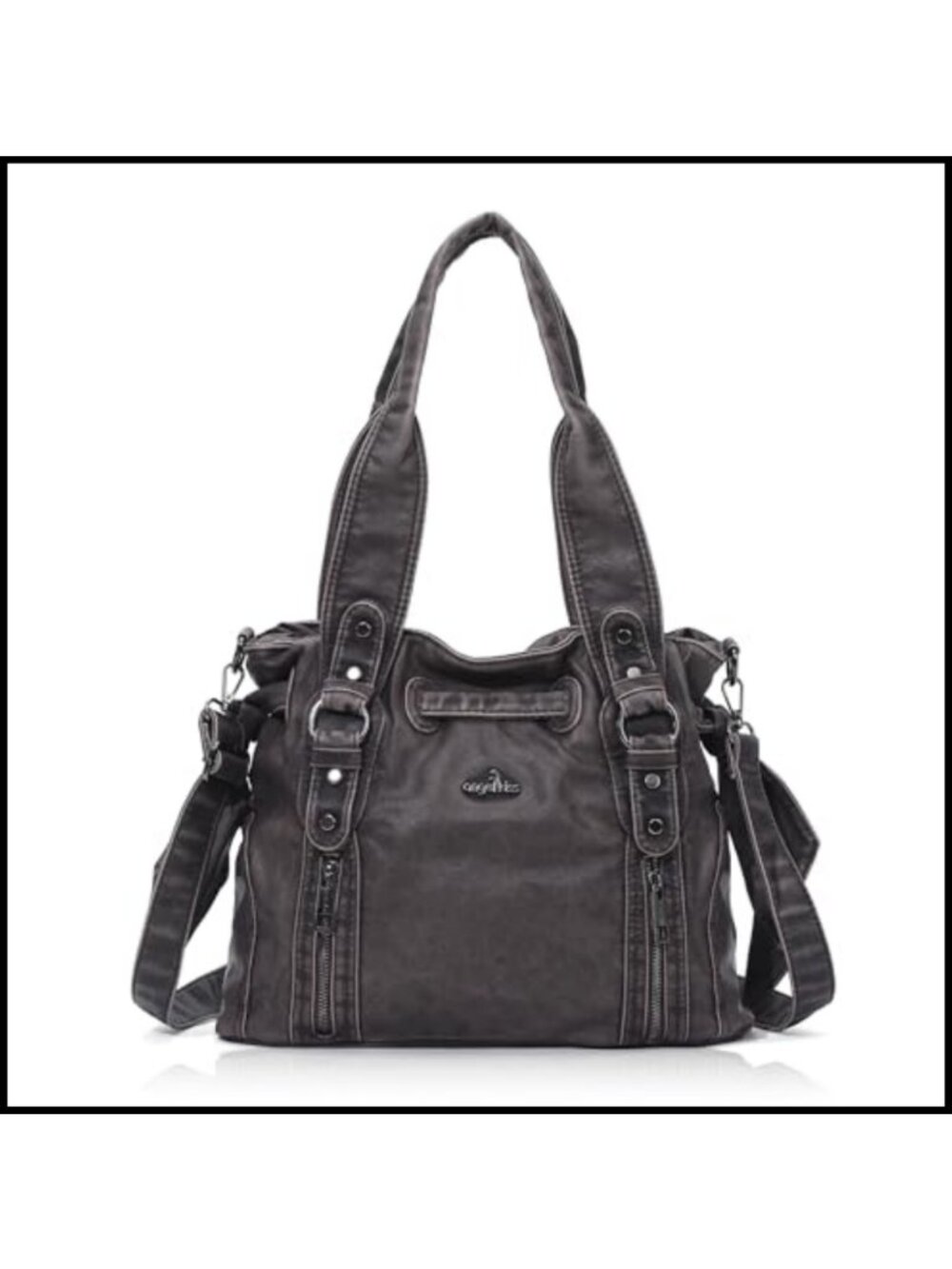 Vegan Leather Retro Hobo Shoulder Bag Multi-Pocket Crossbody Purse